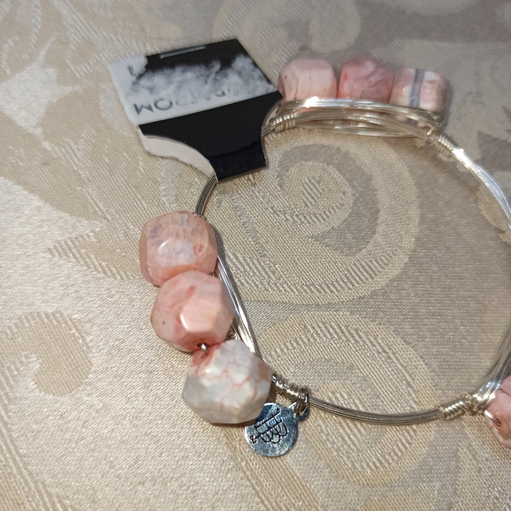BOURBON & BOWTIES Garnet Nature Stones Handmade Bangle Bracelet New - Picture 3 of 6
